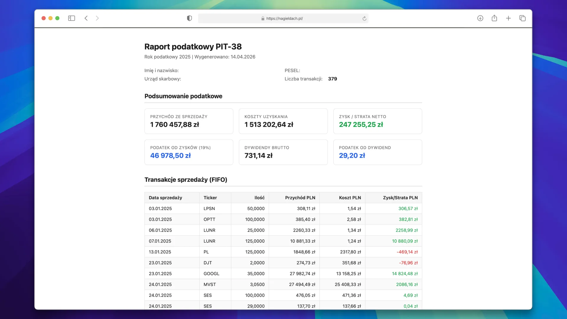 Kalkulator podatku Belki i PIT-38